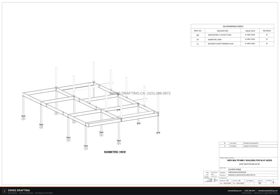 95-97 Addis multifamily building, steel shop drawing sample by Swiss Drafting