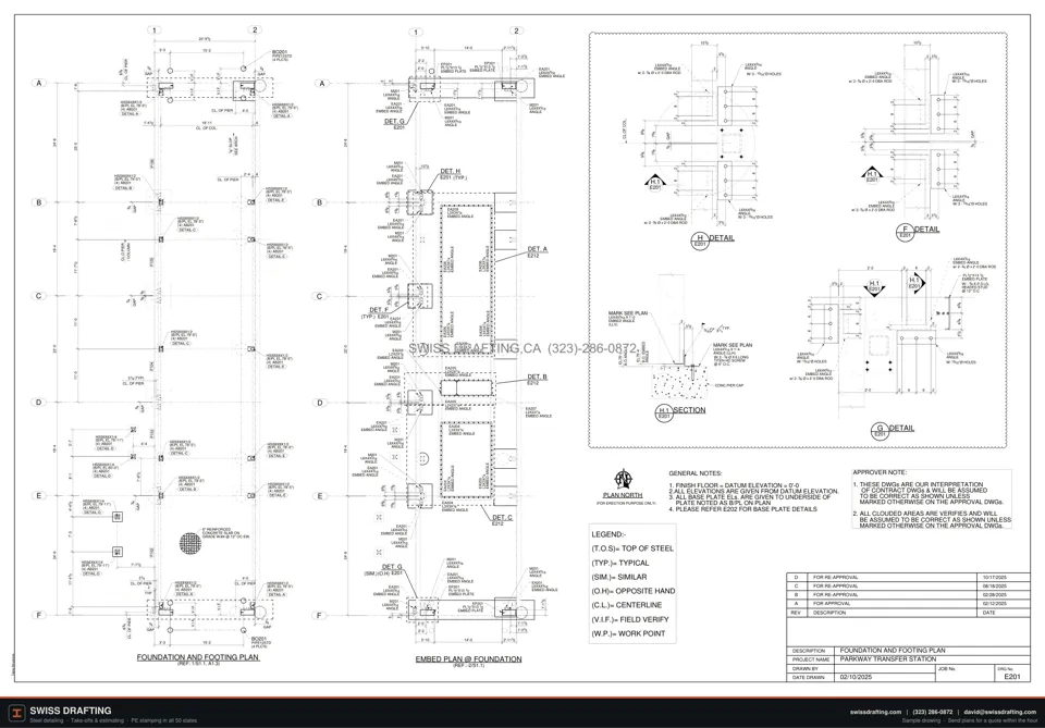 Parkway Transfer Station, steel shop drawing sample by Swiss Drafting
