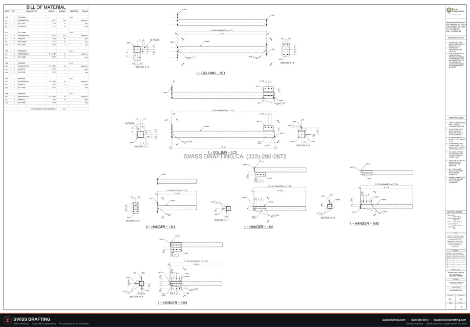 Silo City: details, steel shop drawing sample by Swiss Drafting