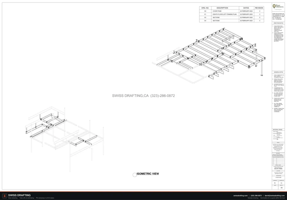 Silo City: GA drawings, steel shop drawing sample by Swiss Drafting