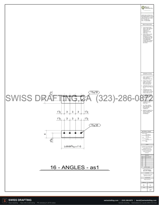 Silo City: piece drawings, steel shop drawing sample by Swiss Drafting
